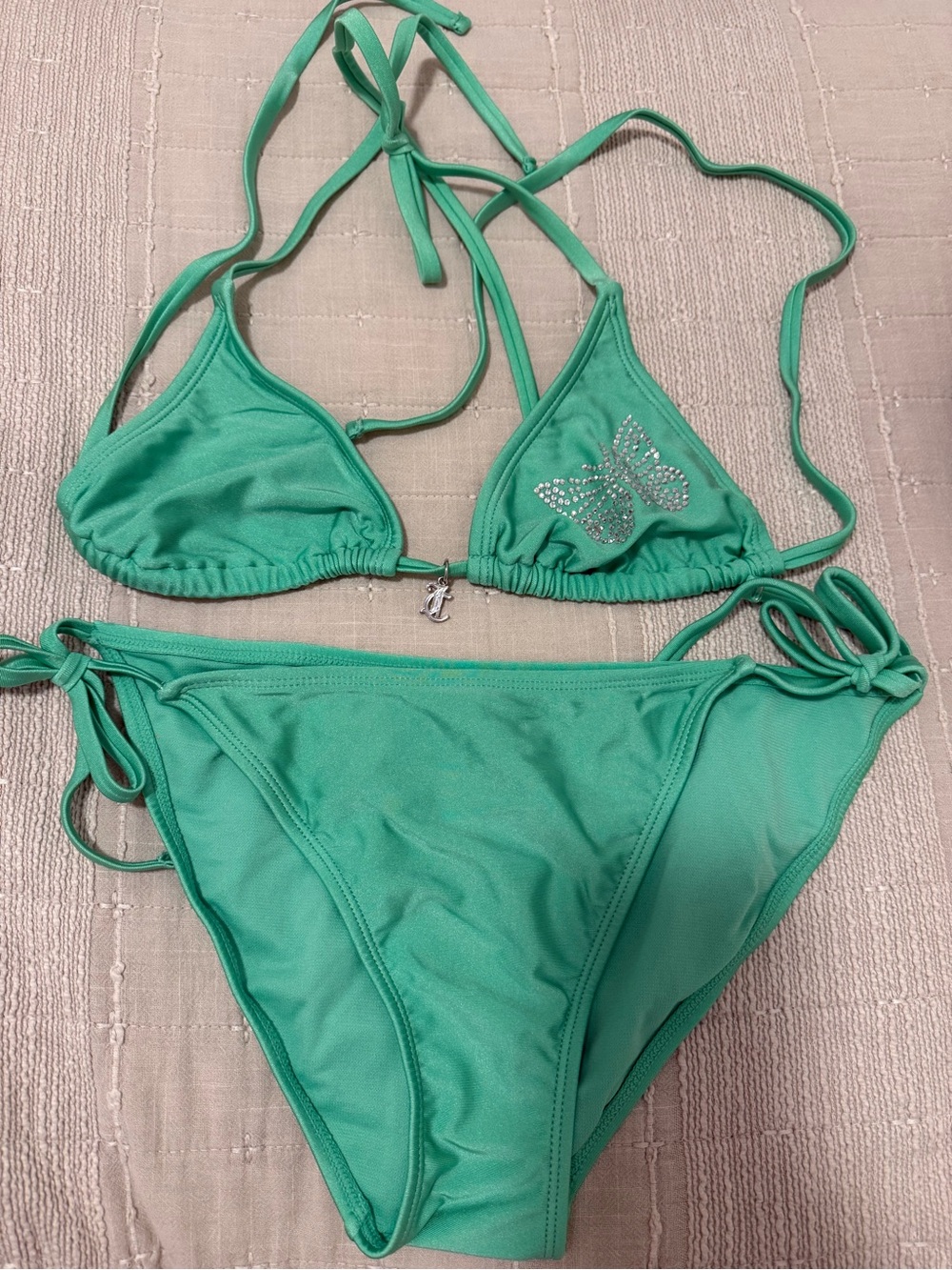 Juicy Couture Aqua Green Butterfly Triangle Bikini